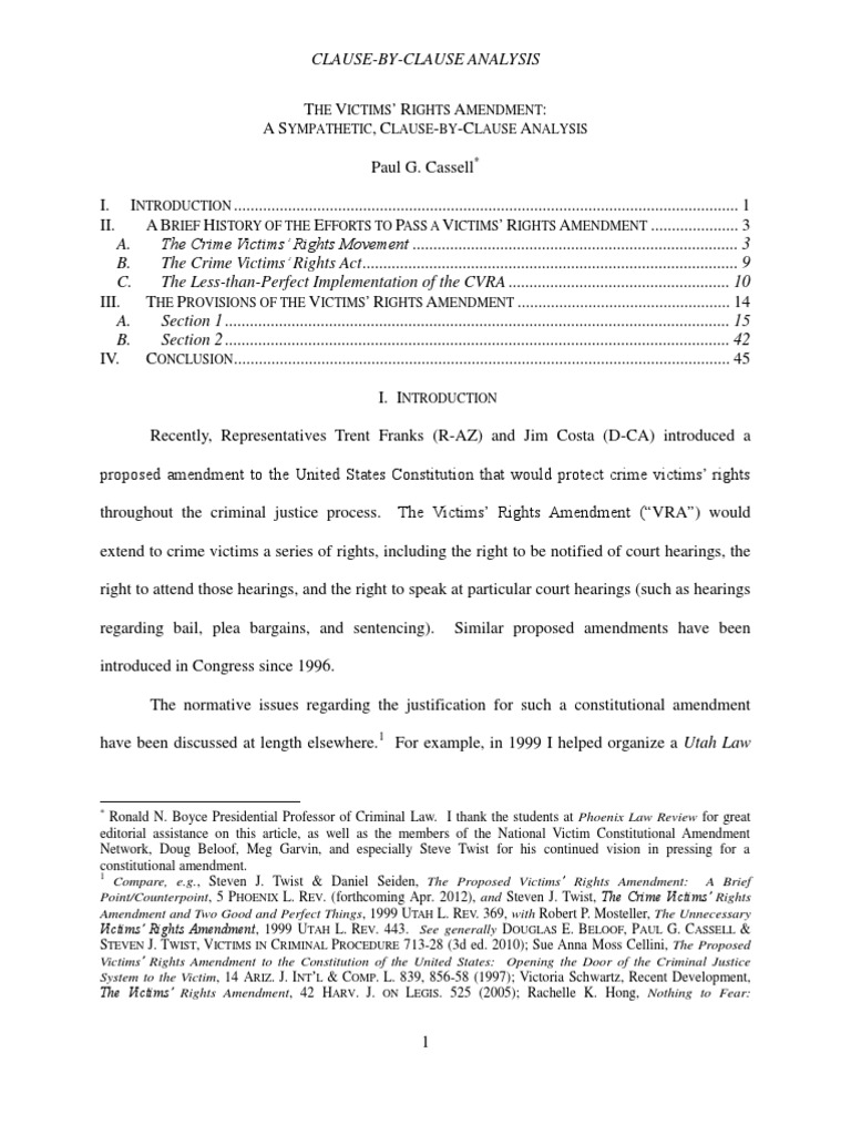 Analysis of the Victims' Rights Amendment | PDF | United States ...