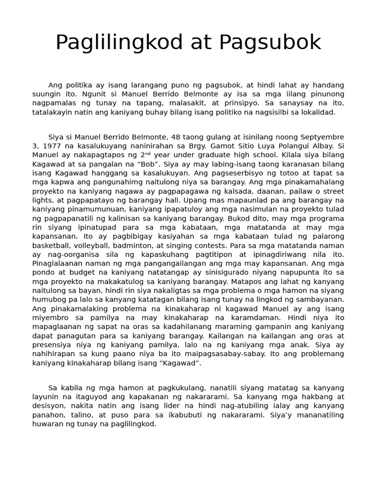 Paglilingkod at Pagsubok | PDF