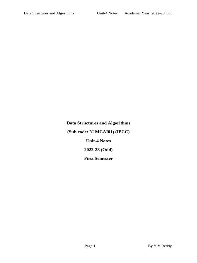 Data Structures & Algorithms Unit 4 Notes | PDF | Time Complexity ...
