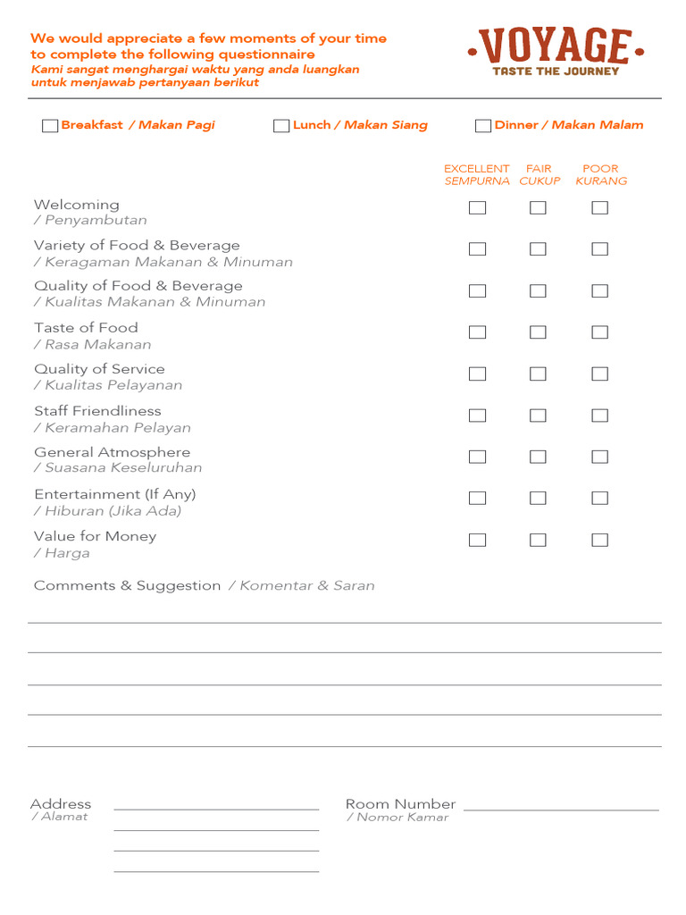 Voyage Questionnaire - FInal | PDF