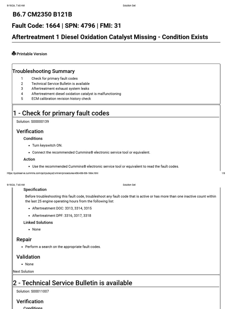 Troubleshooting Cummins Code 1664 | PDF | Troubleshooting | Propulsion