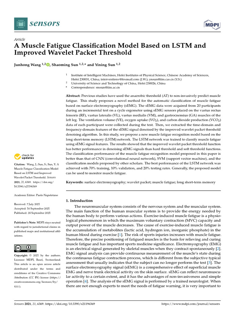 Muscle Fatigue Detection with LSTM Model | PDF | Electromyography ...