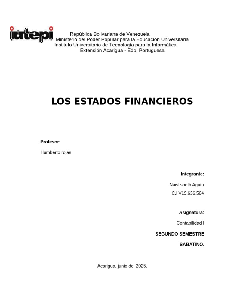 Trabajo de Contabilidad | PDF | Estado financiero | Contabilidad