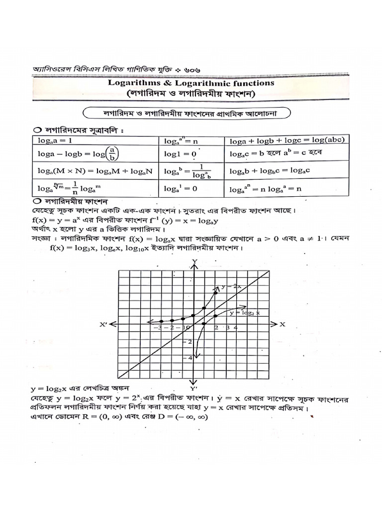 Logarithms and Logarithmic Functions | PDF