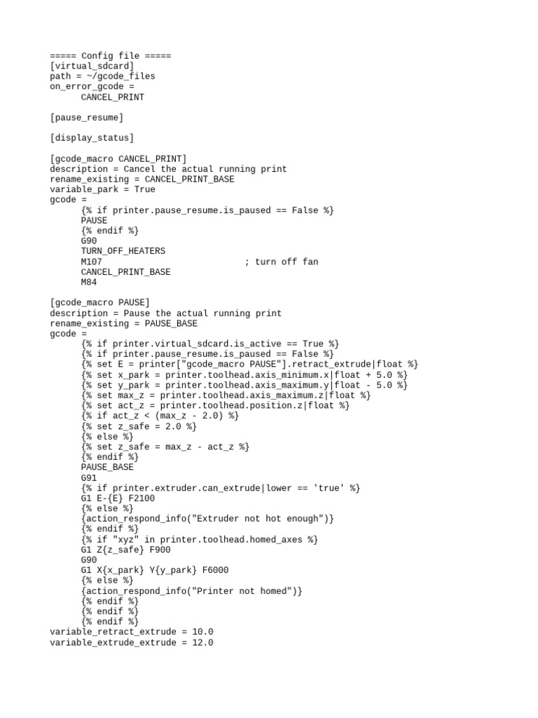 Klipper Configuration File Guide | PDF