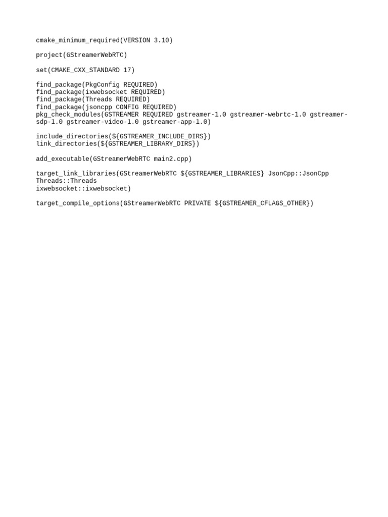GStreamer WebRTC CMake Configuration | PDF