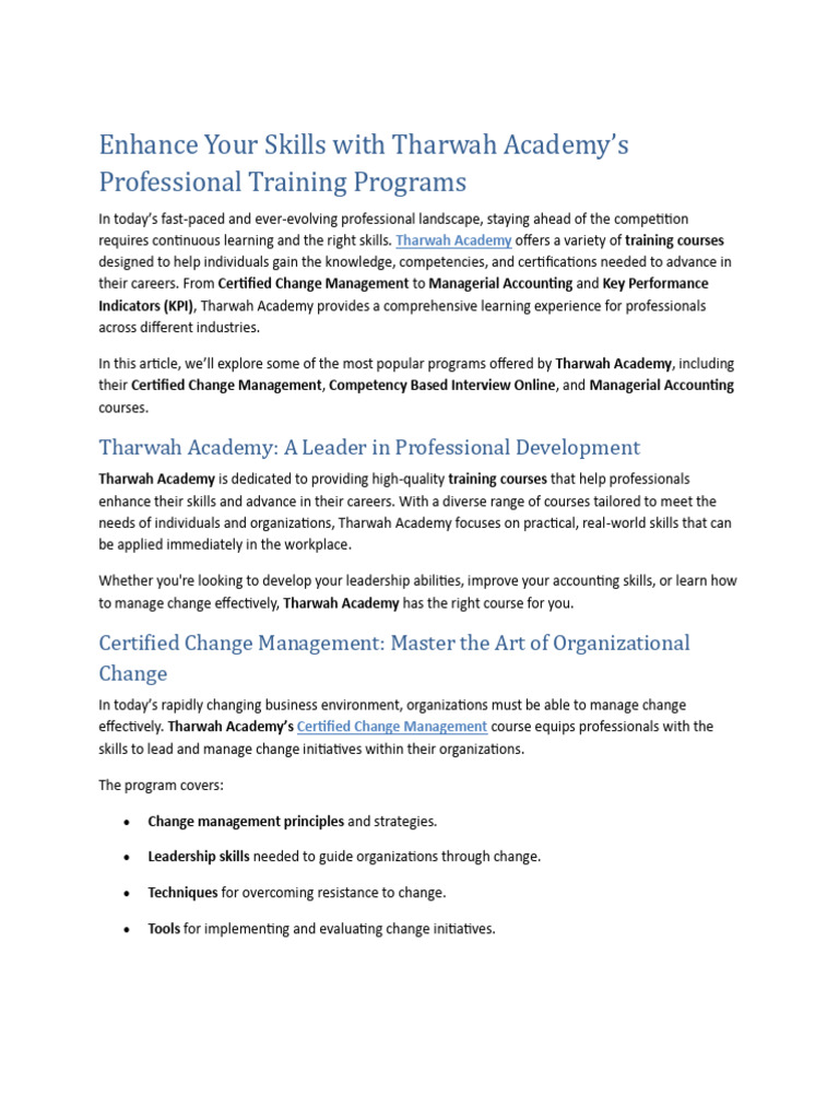Enhance Your Skills With Tharwah Academy's Professional Training ...