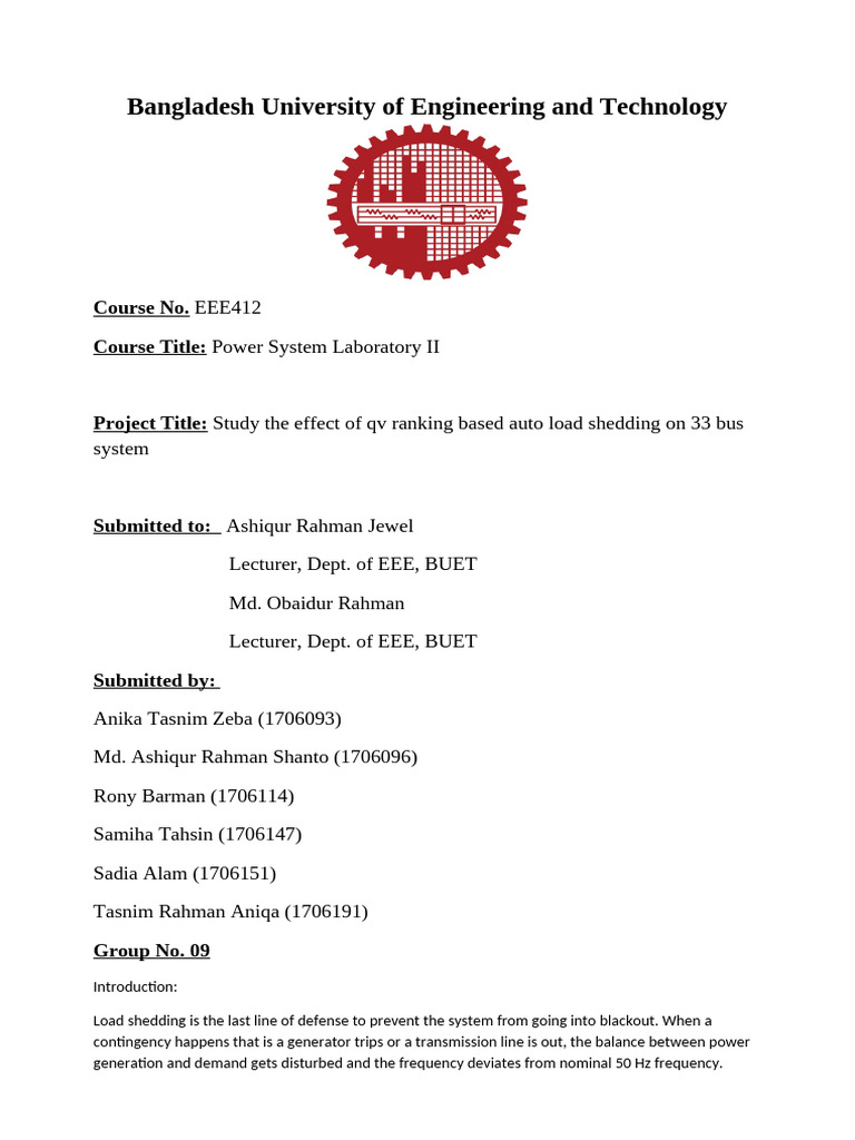 Power System Project Laboratory - Project | PDF | Electrical ...