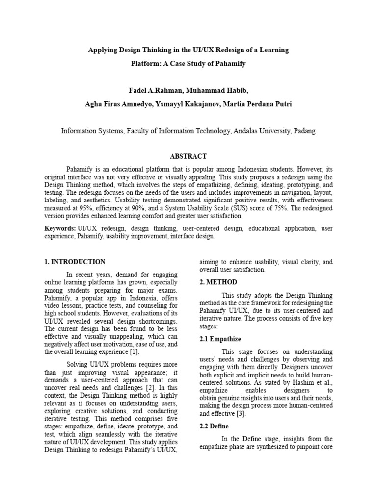 Design Thinking for Pahamify UI/UX Redesign | PDF | Usability | Design ...
