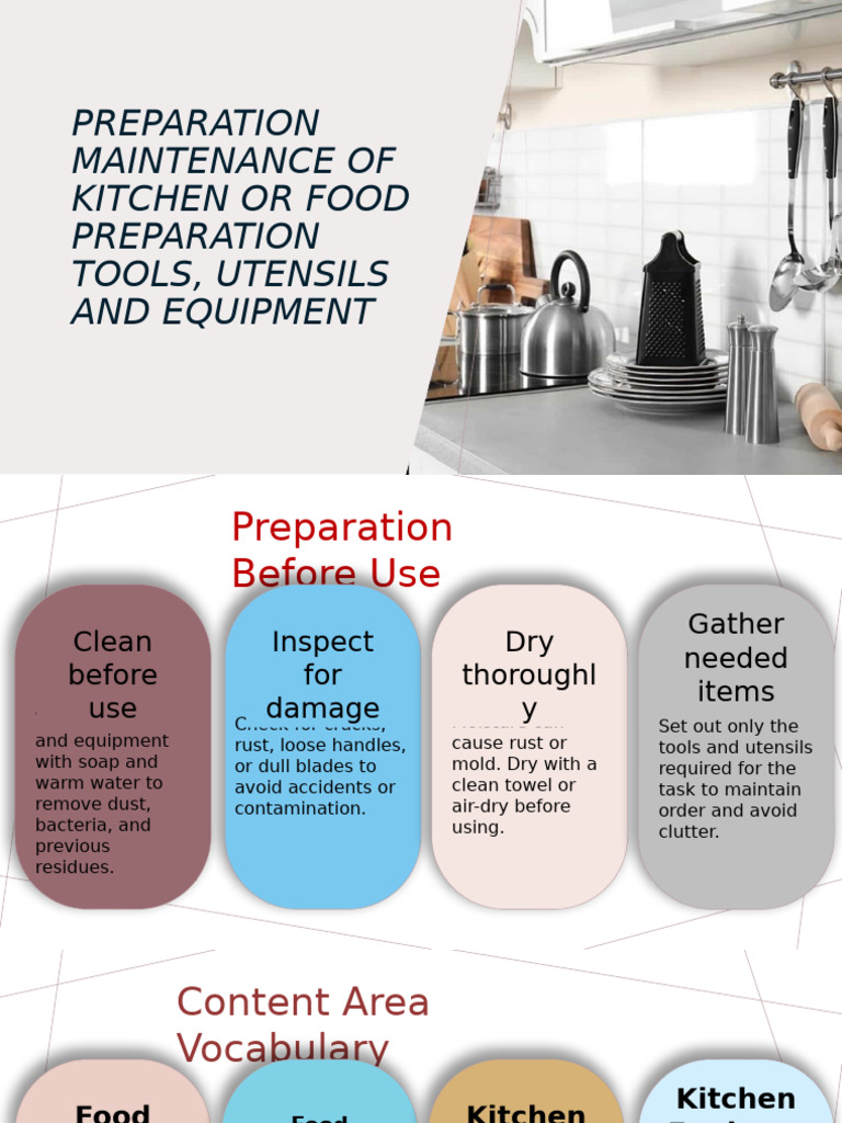 Kitchen Tool Maintenance Guide | PDF | Kitchen Utensil | Kitchen