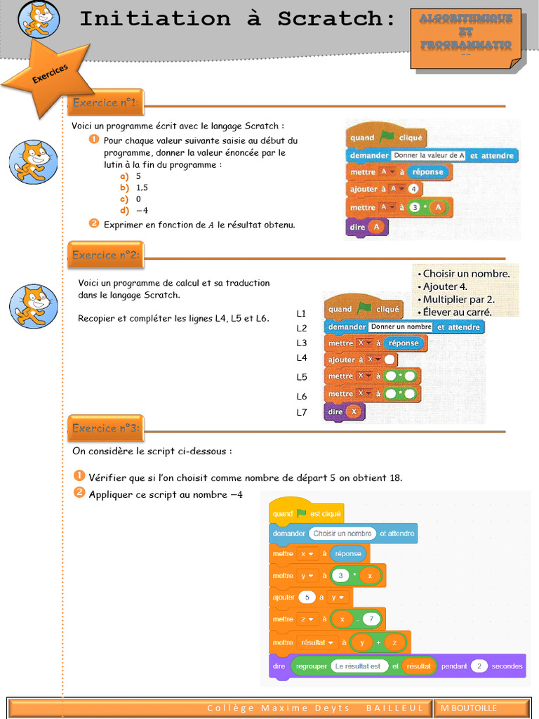 Exercices corrigés Scratch 3ème PDF | PDF | Triangle | Mathématiques