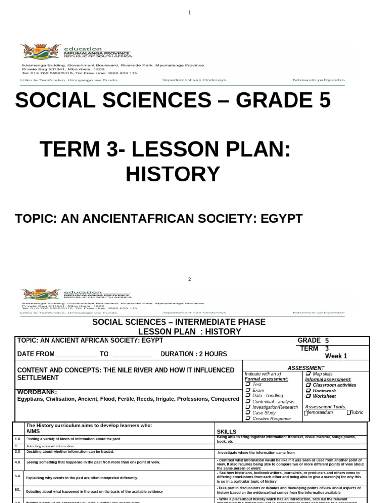 Ancient Egypt: Grade 5 Lesson Plan | PDF | Tutankhamun | Ancient Egypt