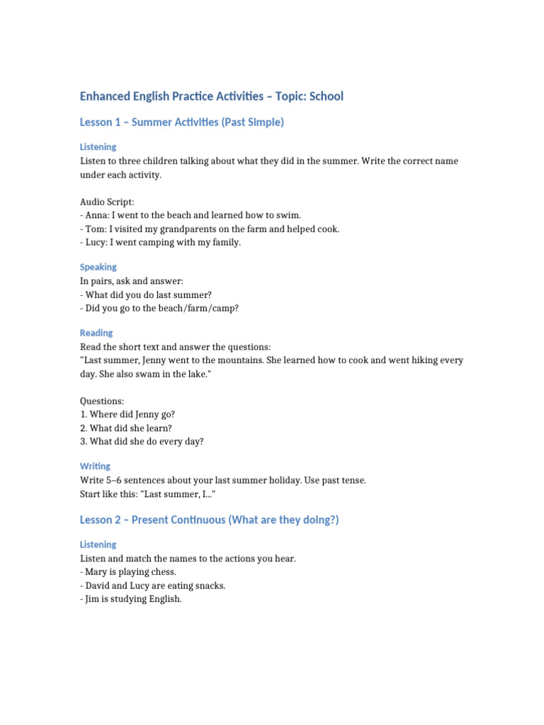 School Topic English Enhancement | PDF | English Language | Linguistics