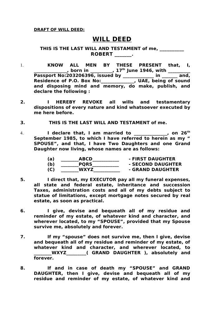 draft deed of assignment of goodwill