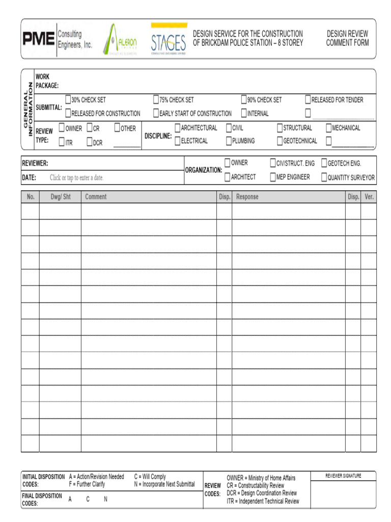 Design Review Comment Form | PDF
