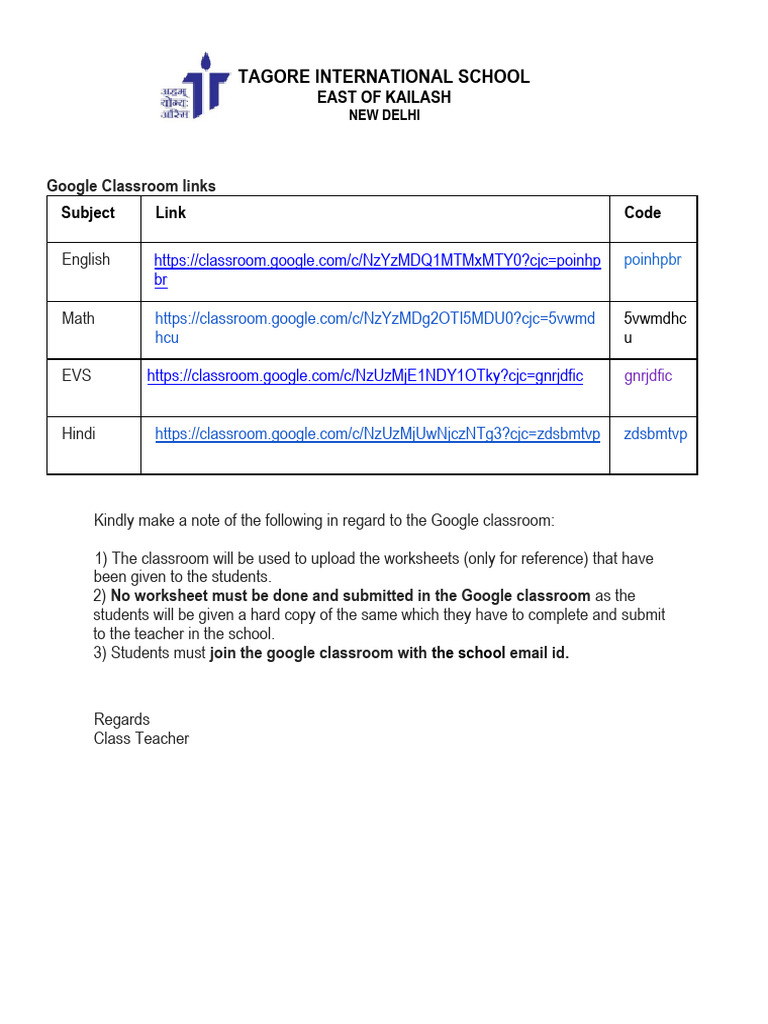 Google Classroom Codes for 2025 | PDF
