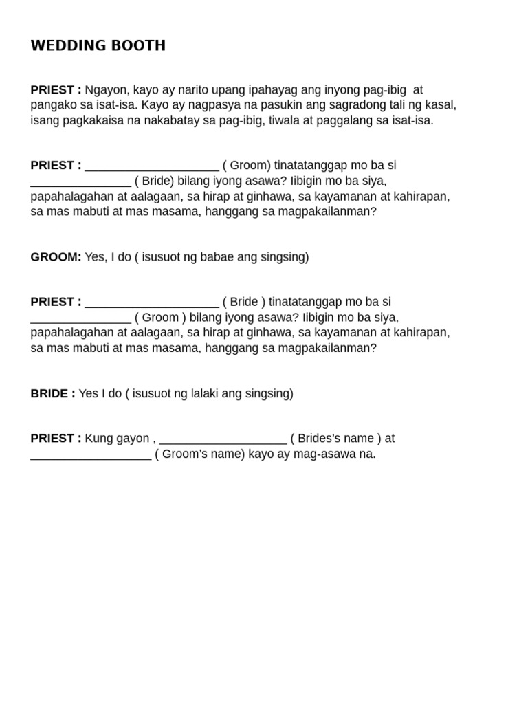 Wedding Booth - Script | PDF