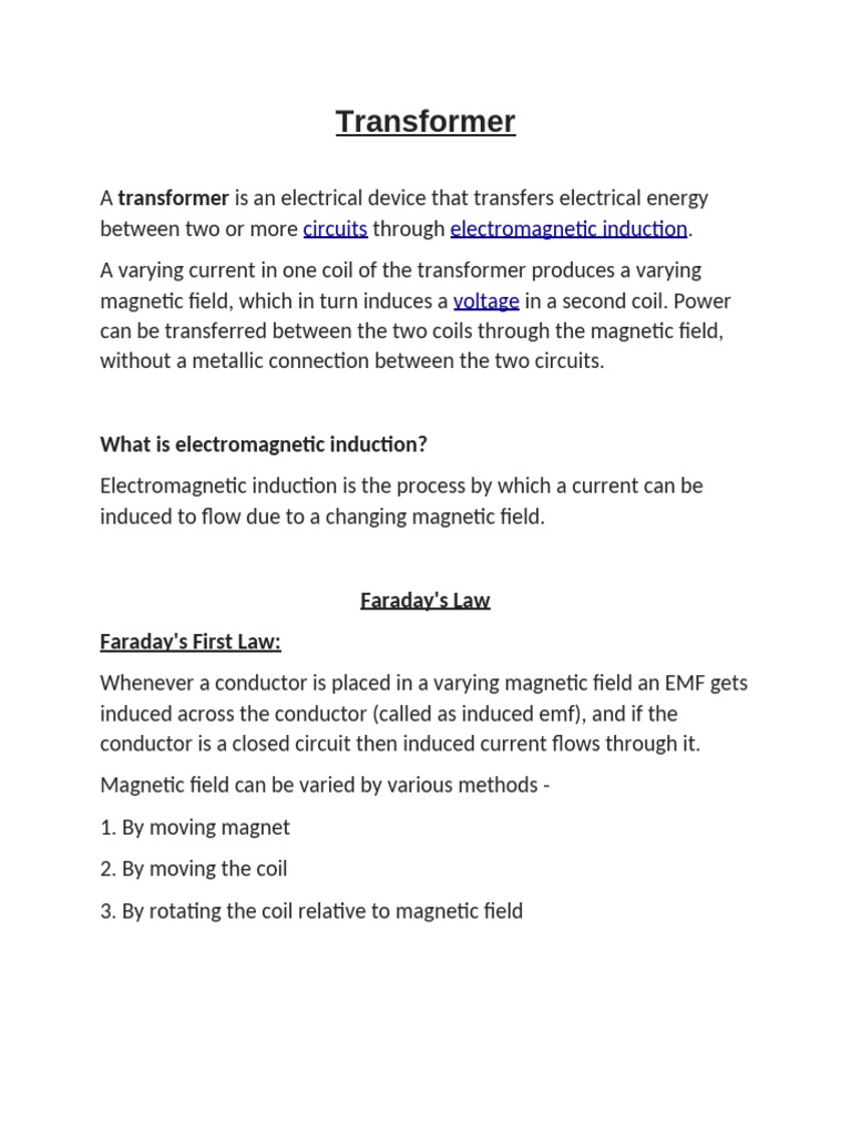Understanding Transformers and Induction | PDF | Electromagnetic ...