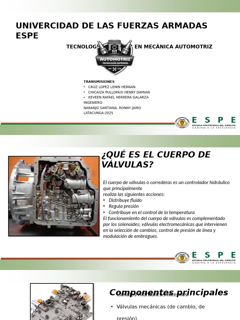 Funcionamiento del Cuerpo de Válvulas Automotriz | PDF | Embrague | Válvula