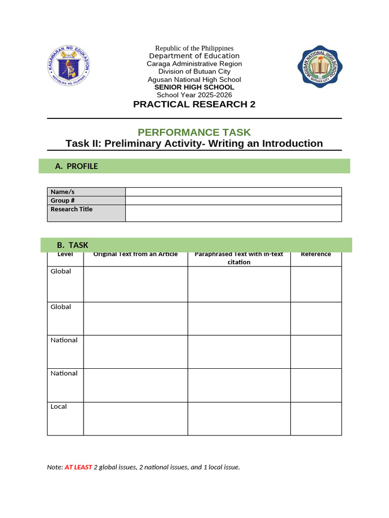 Practical Research 2 Performance Task Guide | PDF