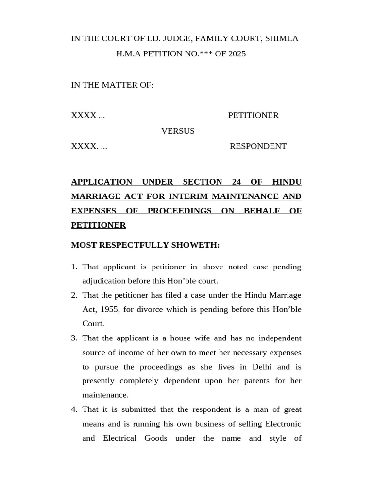 Section 24 HMA Interim Maintenance Application | PDF | Affidavit | Justice