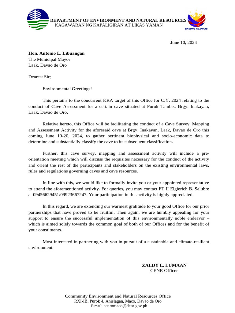 Cave Assessment Invitation for Laak | PDF | Environmental Law | Natural ...
