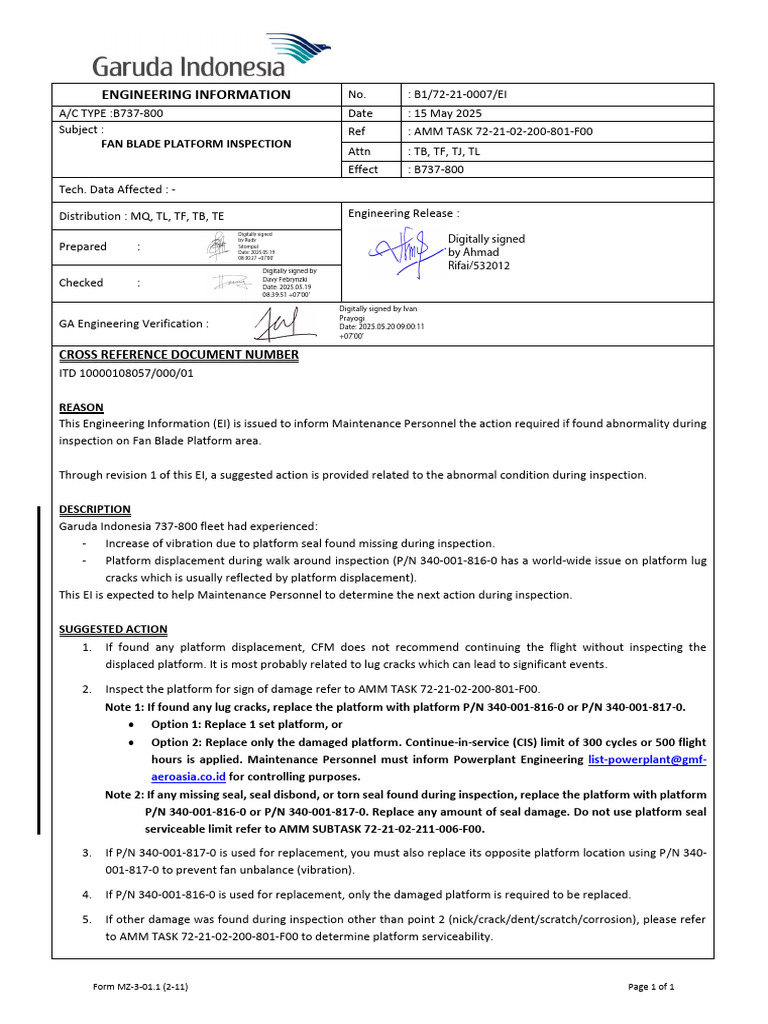 B737-800 Fan Blade Inspection Guidelines | PDF