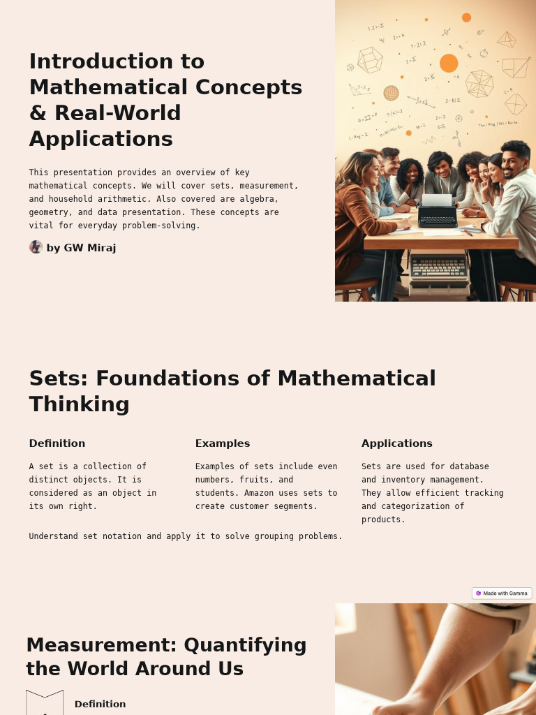 Introduction To Mathematical Concepts and Real World Applications | PDF ...