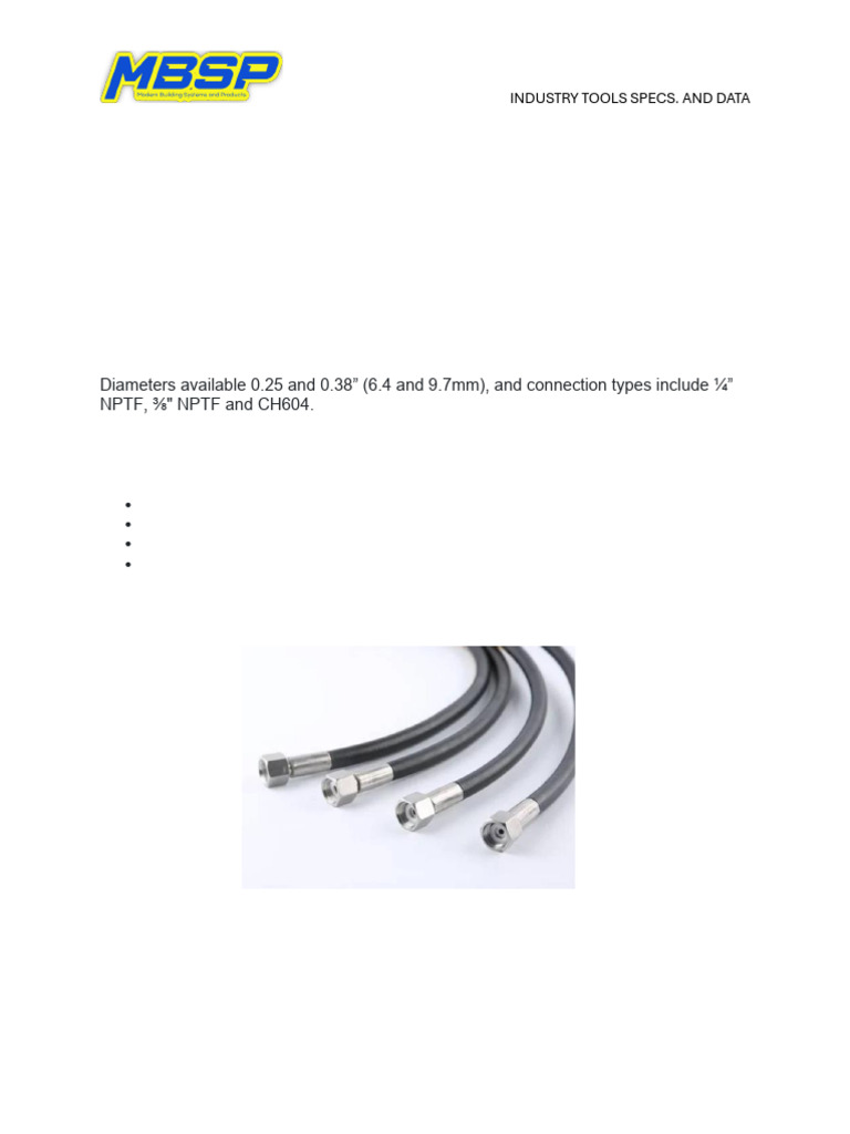 High-Pressure HPR Hose Specifications | PDF