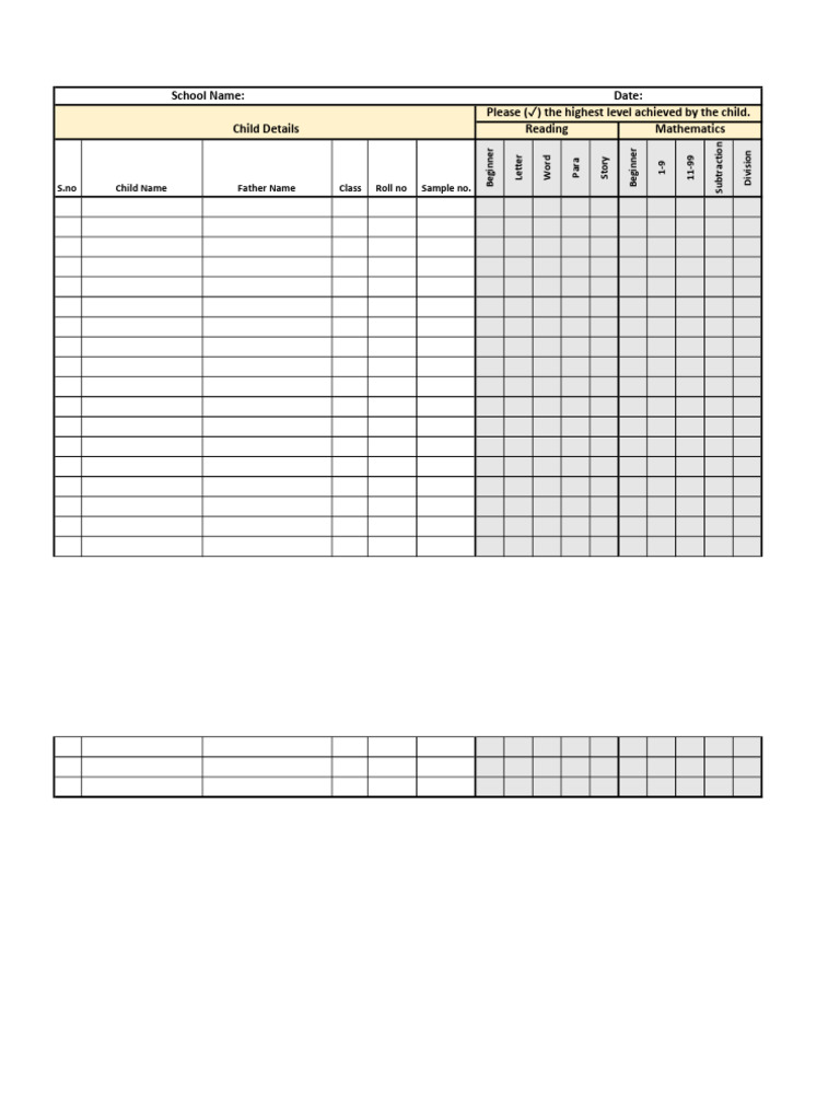 Data Recording Sheet Pdf