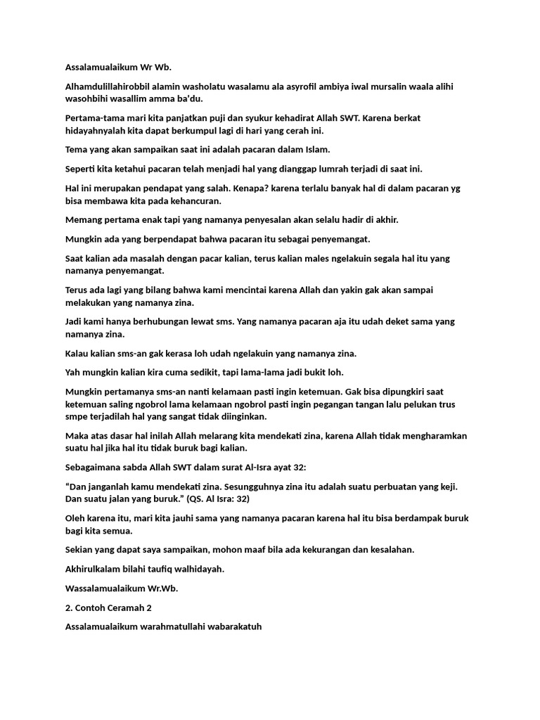 Bahaya Pacaran dan Zina dalam Islam | PDF