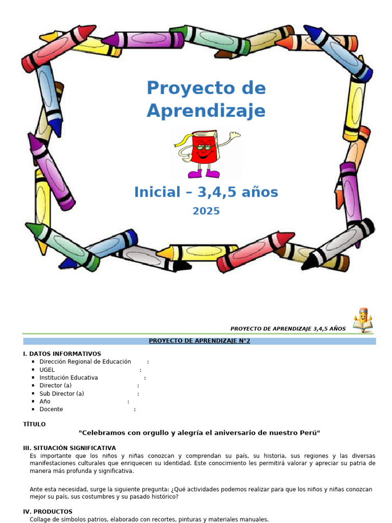 Proyecto de Aprend 2 - 3,4,5 Años - 2025 | PDF | Comunicación ...