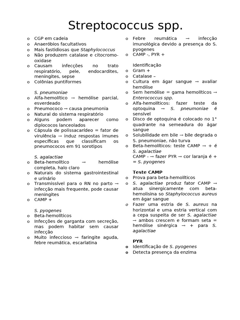Identificação de Streptococcus e Enterococcus | PDF | Estreptococos ...