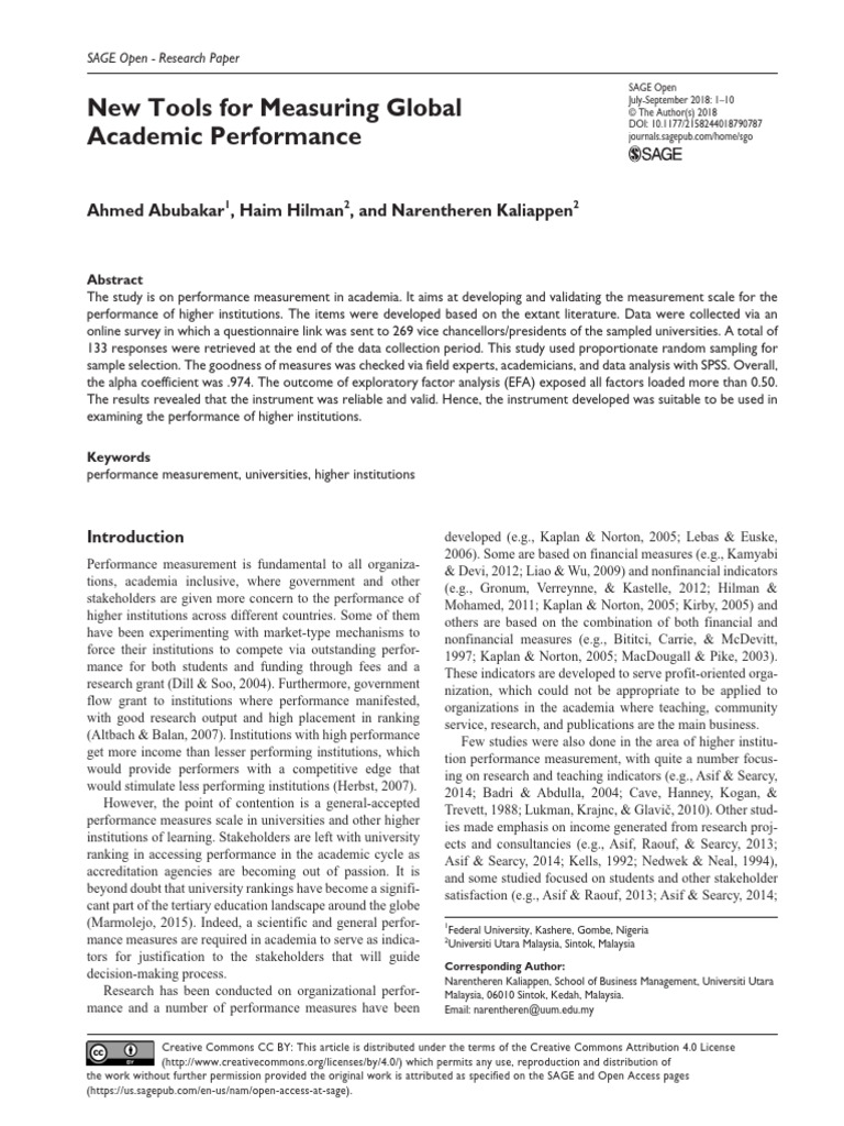 Measuring Academic Performance in Universities | PDF | Factor Analysis ...