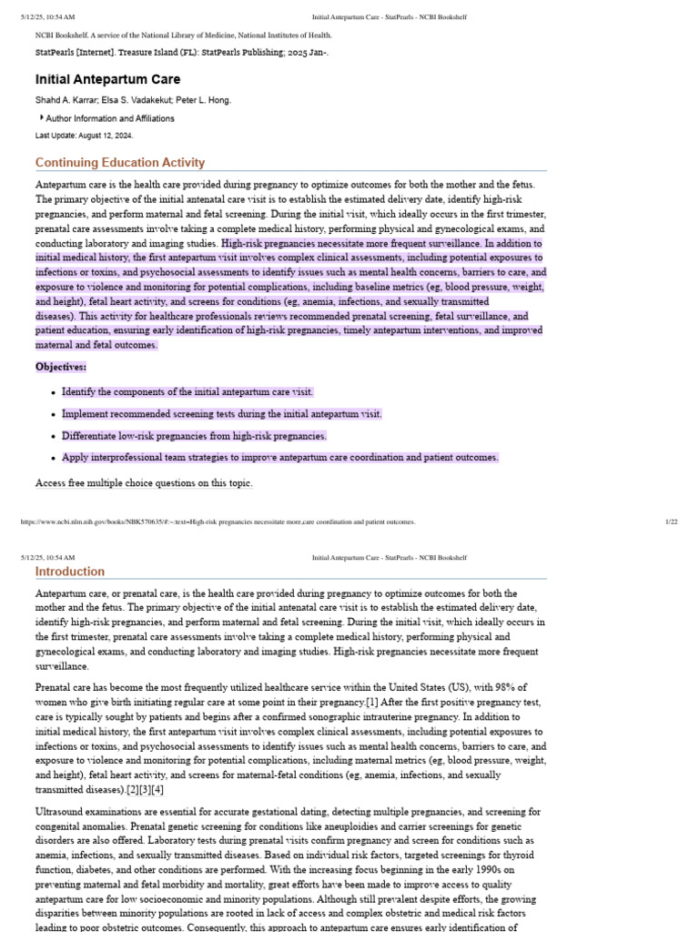 INITIAL ANTEPARTUM CARE visual data 3