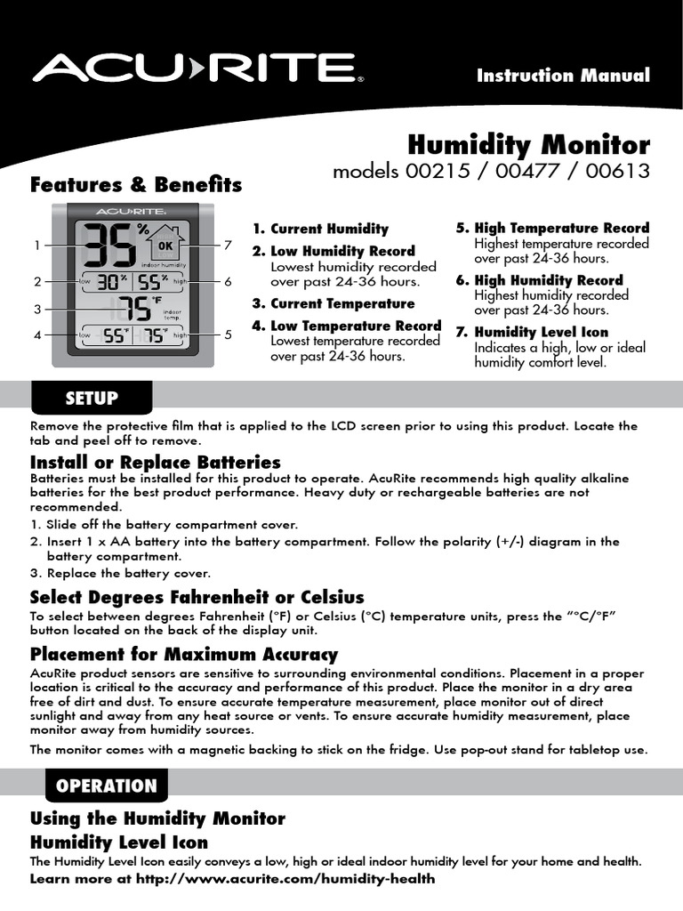 Humidity Monitor User Guide | PDF | Humidity | Legal Liability