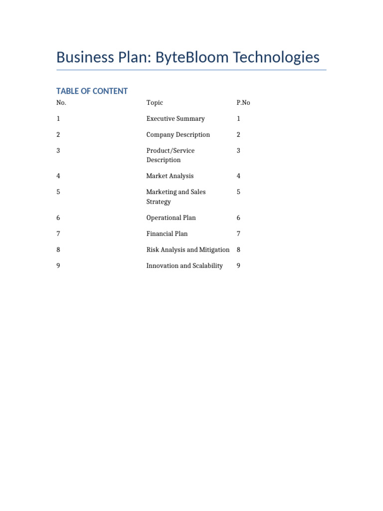 ByteBloom Technologies Business Plan | PDF | Educational Technology ...