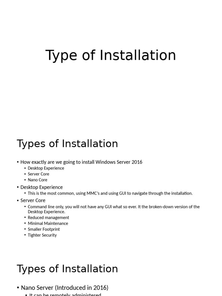 5.1 S2L6 Deciding On The Type of Installation | PDF