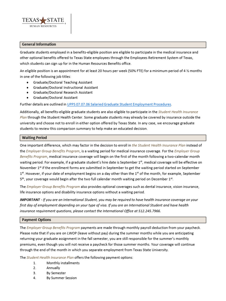 Graduate Student Health Insurance Options | PDF | Insurance | Paycheck