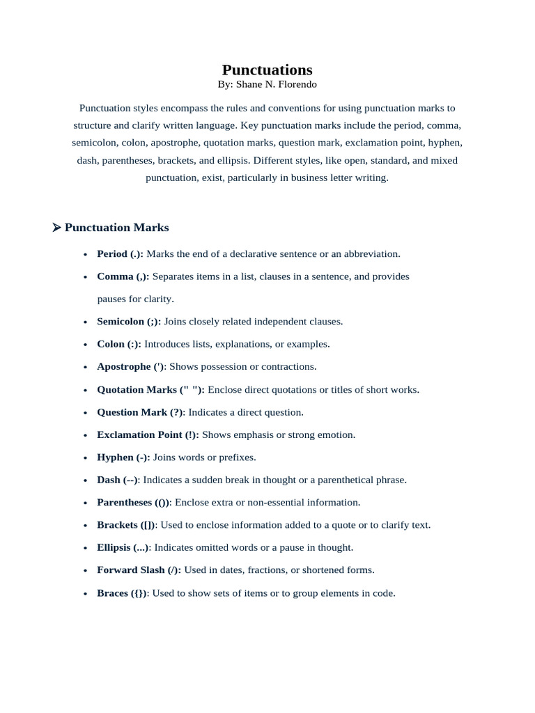 Essential Punctuation Guide | PDF | Punctuation | Bracket