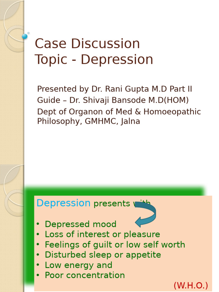 Depression and A Case - Study | PDF | Mood Disorders | Major Depressive ...