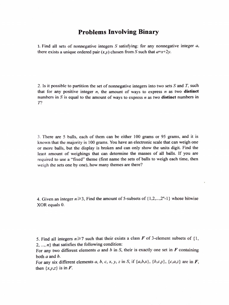 Binary Math Problem Solutions | PDF | Rational Number | Numbers