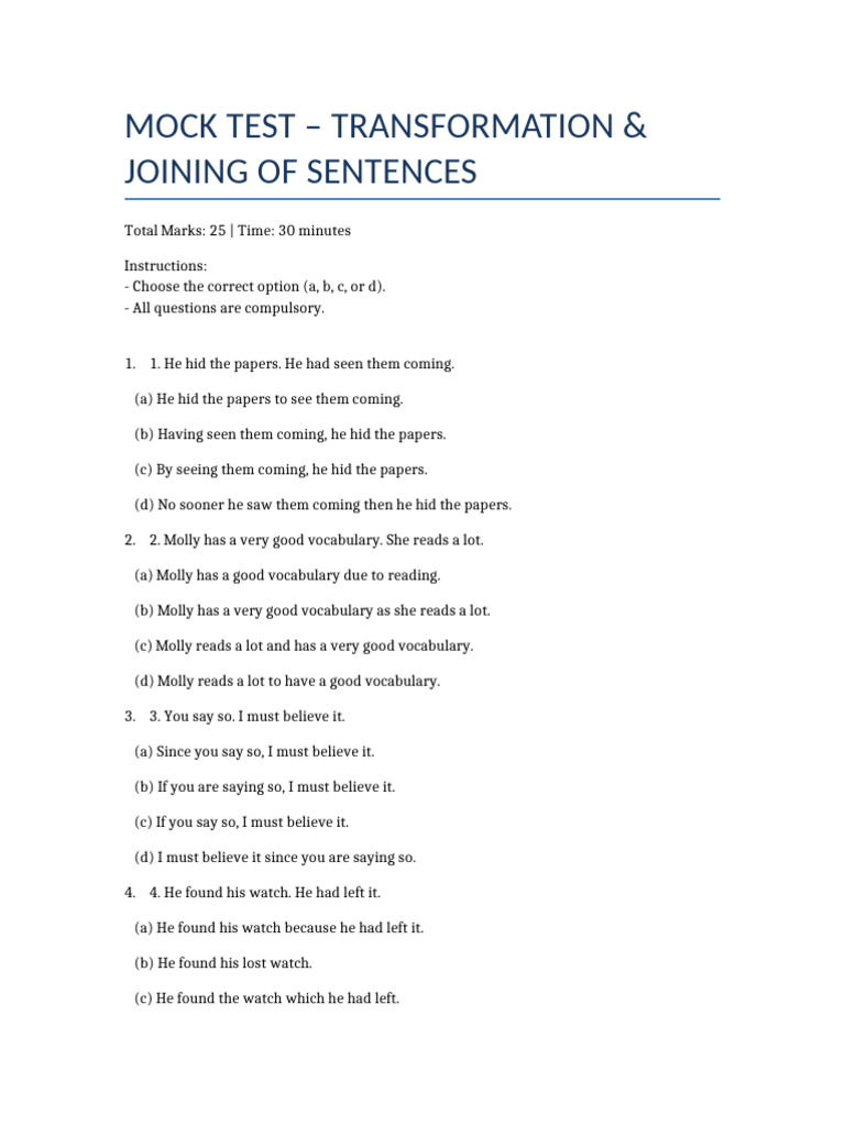 Mock Test | PDF