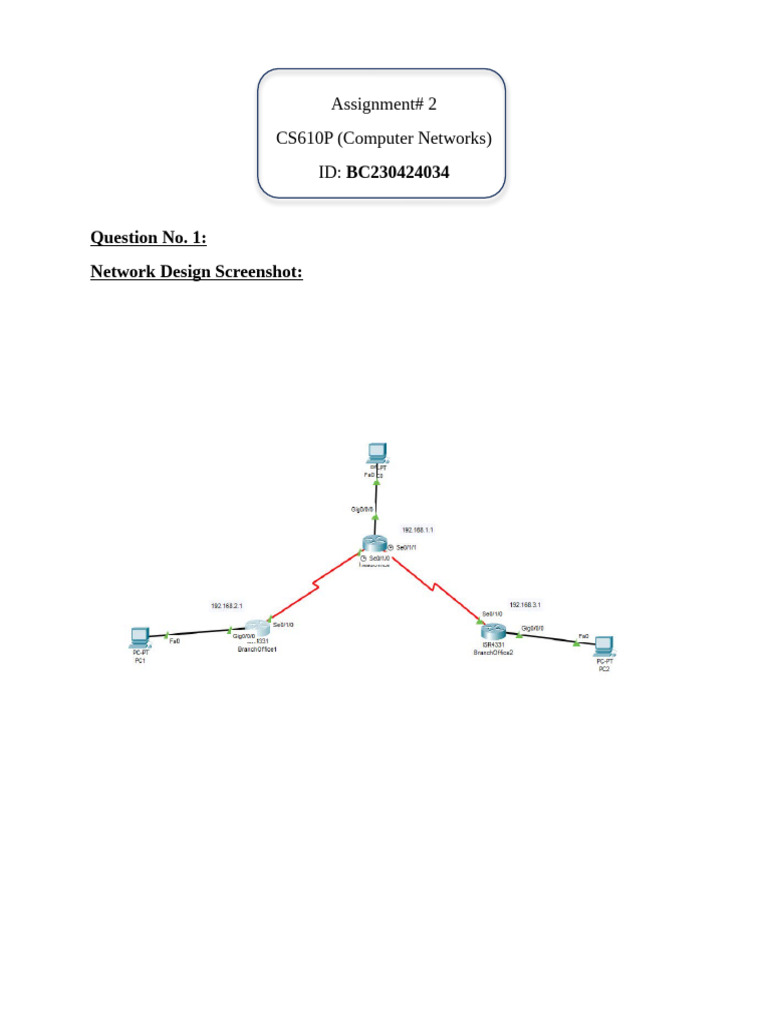 CS610P Network Design Assignment 2 | PDF
