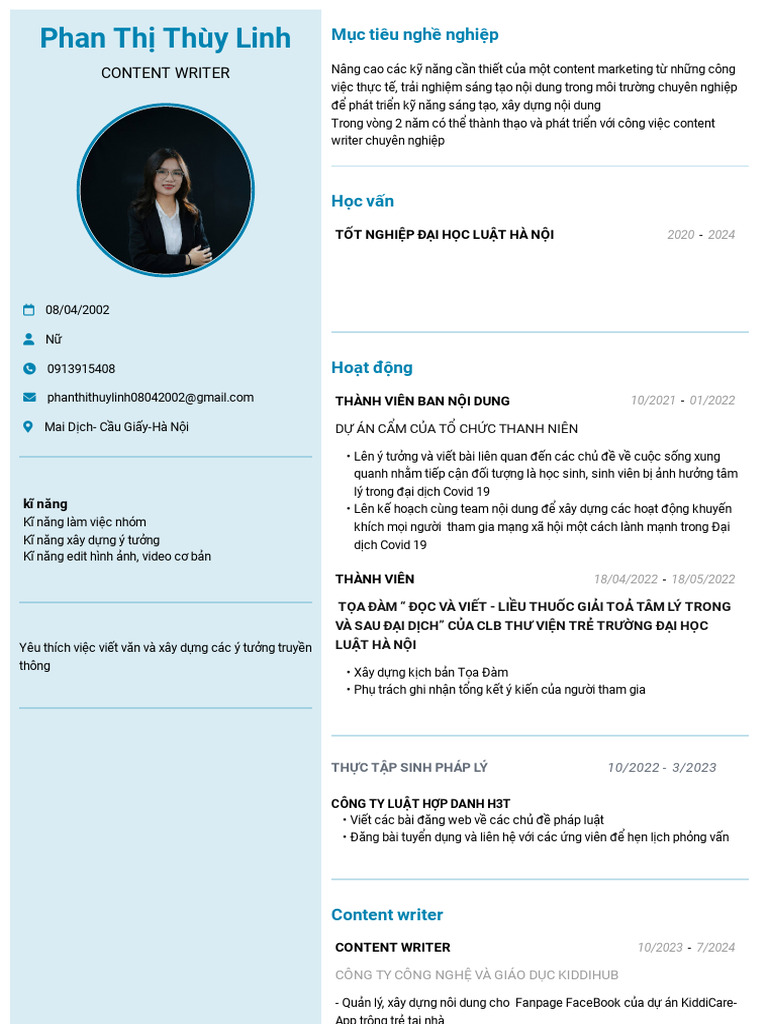 Phan Thi Thuy Linh TopCV - VN 031024.120831 | PDF