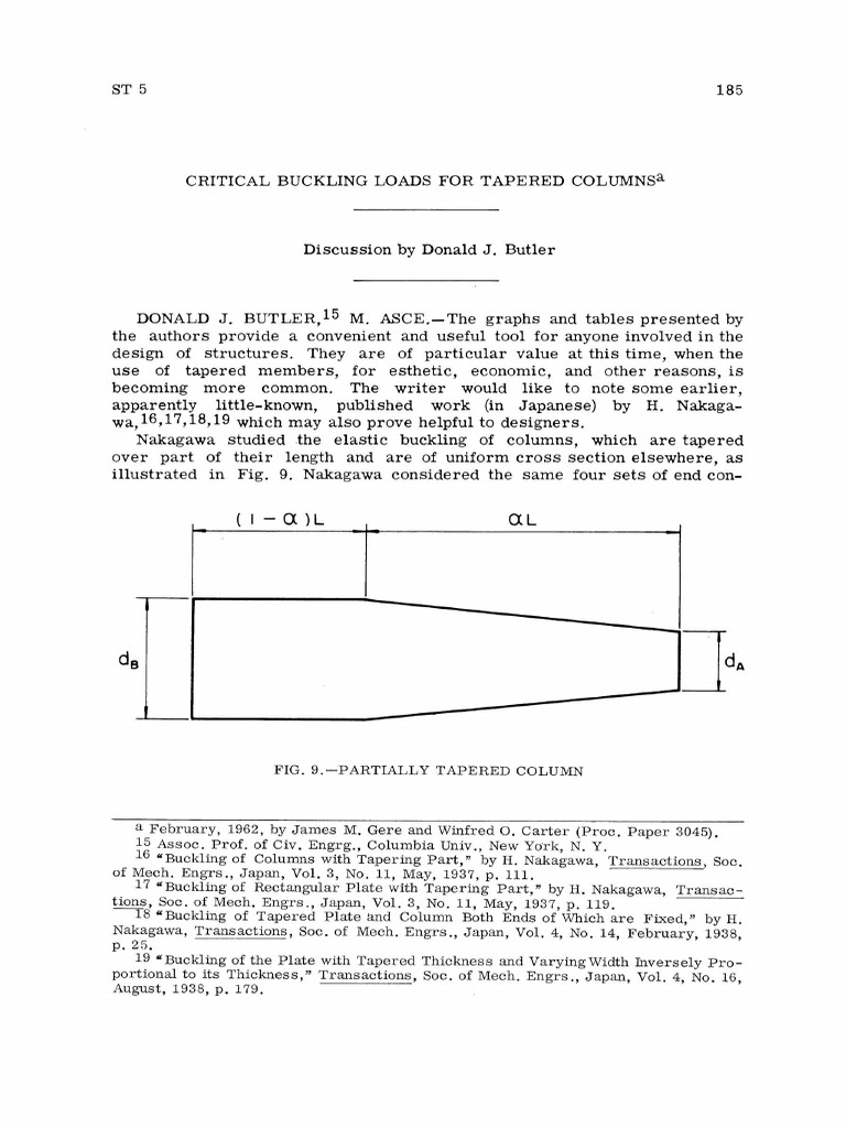 Butler - Discussion of Critical Buckling Loads For Tapered Columns ...