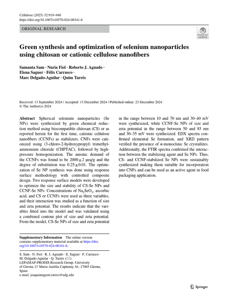 Green Synthesis of Selenium Nanoparticles | PDF | Nanoparticle ...