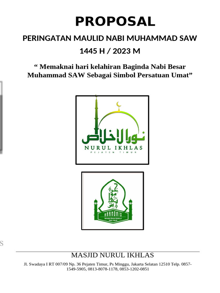 PROPOSAL - MAULID - MASJID - NURUL - IKHLAS - PROGRES Revisi 2 Done | PDF