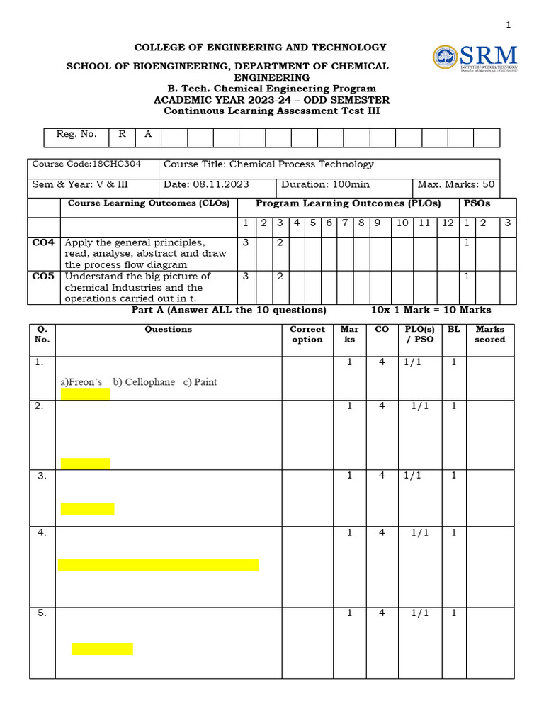 Chemical Process Technology Assessment 2023 | PDF | Polyethylene | Polymers