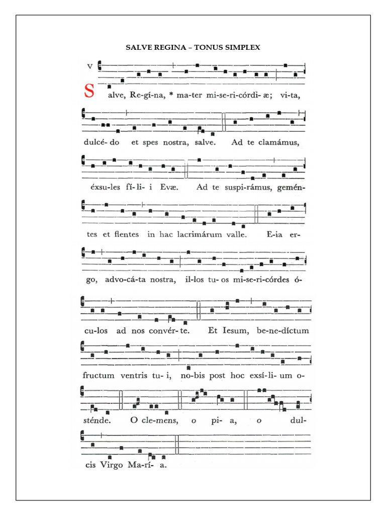 Salve Regina Tonus Simplex | PDF